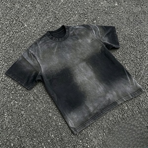 เสื้อยืดคอกลมผู้ชาย สีพื้น ผ้าฝ้าย ย้อมสีแบบดิปได ทรงลำลอง แบบถัก - Product Image 2