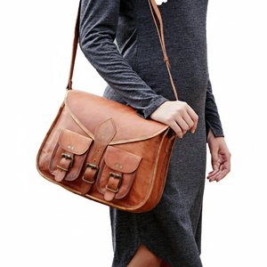 Women's Quality 15 Inch XL Waterproof Crossbody <b>Messenger</b> <b>Bag</b> Custom Logo Genuine Leather Briefcase Portable Business Leather - Product Image 1