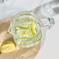 Vente en Gros Pichet d'Eau en Verre Unique avec Ensemble de 6 Verres, Emballé, Haute Qualité, Nouveau Design, Carafe d'Eau en Verre Cristal avec Couvercle