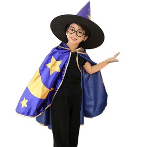Ensemble <span class=keywords><strong>cape</strong></span> et chapeau de sorcier pour homme Halloween, kit de costume de <span class=keywords><strong>magicien</strong></span> en polyester, accessoires de fête - Product Image 5