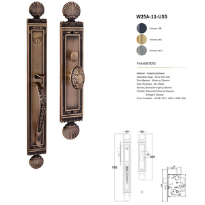 Serrure de porte d'entrée de villa antivol de luxe en bois, poignée extérieure en bronze jaune européen et serrure de porte d'entrée principale - Product Image 5