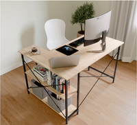 Table d'étude de bureau à la maison d'angle marron en forme de L de bonne qualité pour bureau réglable en hauteur