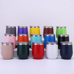 Custom Personalized Stainless Steel Insulated Wine Tumbler with Lid - 12oz Travel Coffee Cup, Bulk Set - <b>Red</b> - Product Image 3