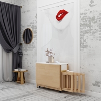 Ensemble de Table à manger pliable en bois massif, ensemble chaise, 2 pièces