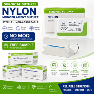 Sutures non résorbables en monofilament de nylon avec aiguille stérile, fourniture d'usine, pour usage vétérinaire et clinique - Product Image 1