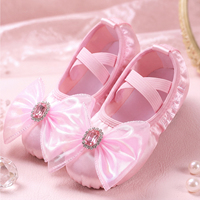 Zapatillas de Ballet para Niñas con Lazo Brillante y Suela Dividida de Gamuza para Clases de Danza y Espectáculos