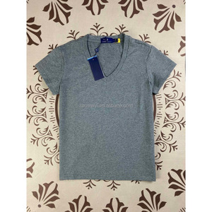 T-shirts pour femmes de luxe en coton brodé de haute qualité de la marque RL en gros, <span class=keywords><strong>col</strong></span> en <span class=keywords><strong>V</strong></span>, manches courtes, confortables - Product Image 5