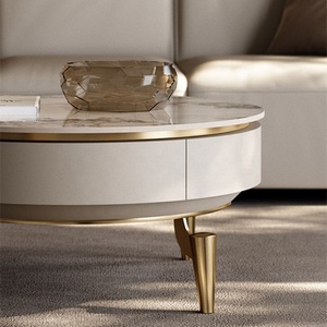 Nova Vàng Vòng đá cẩm thạch Bàn cà phê thiết lập sang trọng Hiện Đại Đồ NỘI THẤT PHÒNG bên bảng với 2 ngăn kéo - Product Image 3