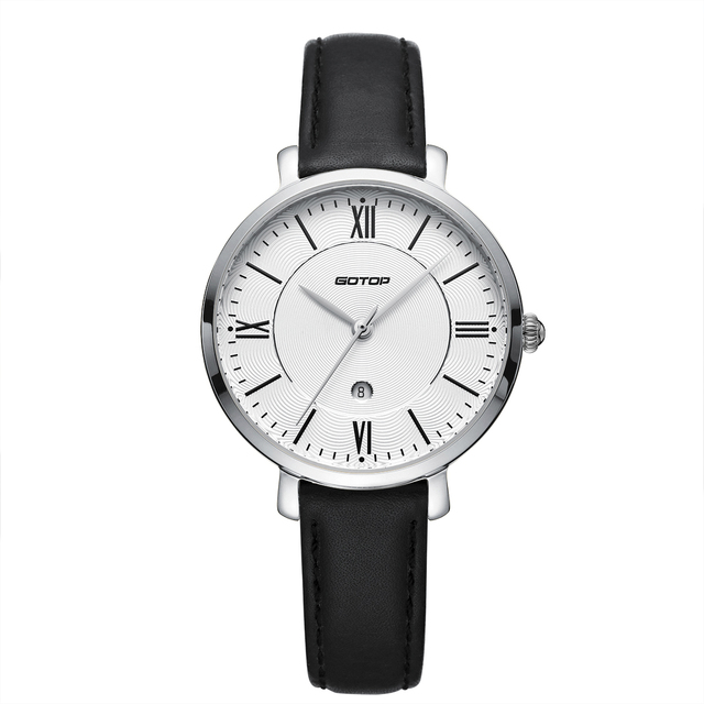 Genuine Leather Quartz Watch for Ladies Customizable 20mm Wristband Fashionable Pointer 38mm Japanese Movement Buckle Antique