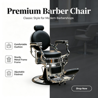 Fauteuil de Barbier Hydraulique Vintage Inclinable en Cuir PU Noir avec Repose-Pieds Chromé, Chaise de Salon Robuste Pivotante – Vente en Gros