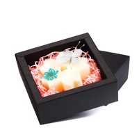 Boîte à bougie à base et lèvre rose de luxe personnalisée 8.5x8.5x9.5cm avec ruban boîtes de luxe boîte à bougie d'emballage