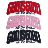 Accessoires vestimentaires : Patch auto-agrippant et patch chenille personnalisé avec lettres 3D, motif 'God Is Good All The Time' et 'Religion Faith', en gros