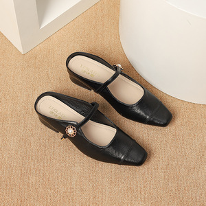 Scarpe da Donna di Lusso con Tacco <span class=keywords><strong>a</strong></span> <span class=keywords><strong>Zoccolo</strong></span>, Punta Quadrata, Stile Elegante, Comode e Traspiranti per Ufficio, Invernali - Product Image 4