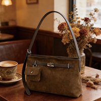 Bolso de Hombro de Cuero PU con Textura de Gamuza para Invierno, Minimalista, Delgado, para Uso Diario, Trabajo, Viajes, Venta al por Mayor y Menor