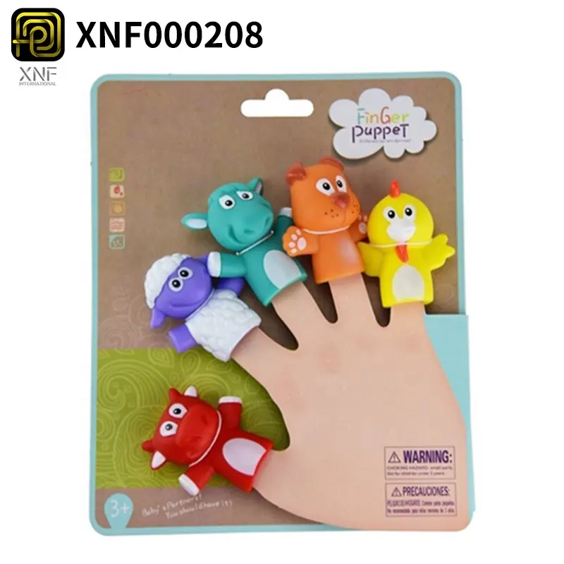 Kid educational cartoon silicone finger puppet hand animal finger puppet toys