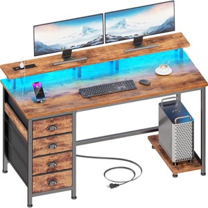 Customized cross-border computer <b>desk</b>, laptop desktop computer <b>desk</b>, home floor-standing <b>desk</b> with storage and power outlet. - Product Image 5