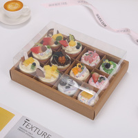 Vente directe - Boîte à pique-nique en papier kraft transparent épaissi à neuf compartiments - Emballage pour cupcakes à emporter - Sushi - Nouilles