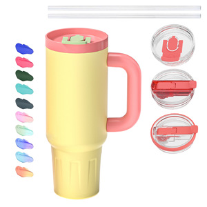 Stainless Steel Insulated Tumbler 40oz With Handle Dual Drink Straw Lid Travel Mug For Car Outdoor Use - Product Image 5