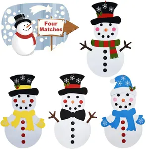 DIY felt Christmas snowman game set, with 37 removable decorations, children's Christmas gifts and Christmas door ornaments,