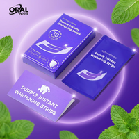 Bandelettes blanchissantes pour les dents, sans peroxyde, éliminent les taches jaunes et la mauvaise haleine, saveur menthe, antidérapantes, couleur violette, 30 minutes