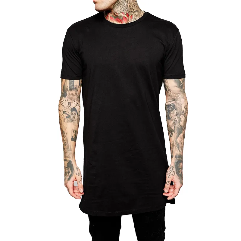 New Clothing Mens Black Long T shirt Tops Hip Hop Man Short Sleeve Casual Men Tee shirts For Male