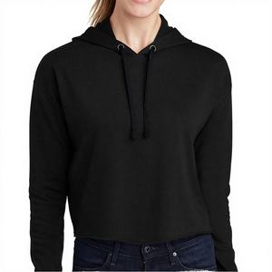 Pull à capuche élégant et formel pour femme, à manches longues, respirant, en maille polyester/coton à carreaux, service OEM disponible, devant - Product Image 4