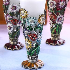 Flacon de parfum en verre de 25 ml, design floral en métal breveté arabe, flacon d'huile essentielle givré, flacon d'attar rechargeable, sortie d'usine # 59810 - Product Image 5