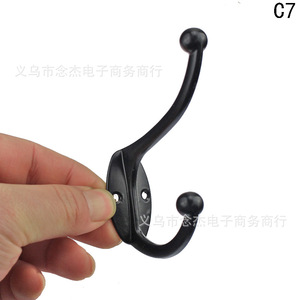Black <b>Spray</b> Painted Zinc Alloy Clothes Hook Antique <b>Style</b> Wall Mount Hook For Wardrobe General Use - Product Image 4