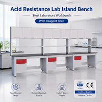 Mesa de Laboratorio Químico Moderna Resistente a Ácidos, Montada en el Suelo, con Estante para Reactivos