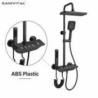 SANIVITAL Ensemble de douche mural thermostatique en plastique ABS avec pommeau de massage à jet pluie, pulvérisateur à main et mitigeur à touches piano