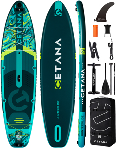 Planche de Stand Up <span class=keywords><strong>Paddle</strong></span> (SUP) <span class=keywords><strong>gonflable</strong></span> personnalisée vert olive, en matériau Drop Stitch, avec tous les accessoires pour les sports nautiques - Product Image 1