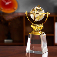 Cadeaux souvenirs Crystal Gold Globe Trophée Personnalisé Clear Earth Ball Crystal Trophy Award MH-N18