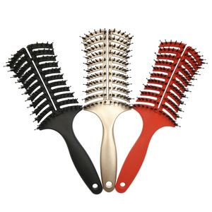 <span class=keywords><strong>Brosse</strong></span> à <span class=keywords><strong>cheveux</strong></span> en nylon mélangé pur <span class=keywords><strong>sanglier</strong></span> avec manche en plastique personnalisé, design incurvé, ventilation en kératine - Product Image 1