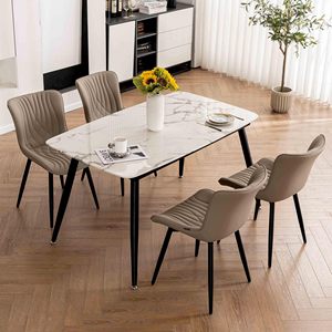 Bắc Âu Ý hiện đạ<span class=keywords><strong>i</strong></span> sang trọng ghế ăn uống vớ<span class=keywords><strong>i</strong></span> bốn chân kim loạ<span class=keywords><strong>i</strong></span> chắc chắn và đệm da cho phòng ăn - Product Image 5