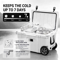 Glacière isotherme 75L grande capacité, rigide, avec maintien de la glace, pour camping, pêche, voyage en voiture, stockage alimentaire, extérieur