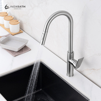 Robinet de cuisine monocommande en acier inoxydable 304 de qualité commerciale, robuste, à arc élevé