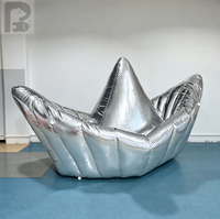 Bateau gonflable géant argenté avec logo personnalisé, grand bateau gonflable pour la publicité et la décoration d'événements