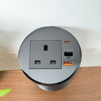 Prise de courant dissimulée tout-en-un de 80 mm pour bureau, avec prise USB-C PD20W et RJ45 pour la maison et le bureau