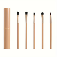 Ensemble de 5 pinceaux de maquillage pour les yeux personnalisés avec étiquette privée, pinceaux pour les yeux, les sourcils et le liner, avec étui cylindrique