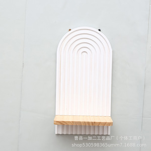 Wooden <b>Wall</b> <b>Mounted</b> <b>Shelf</b> Oval White With Wooden Tray For Plant Display Living Room Decor - Product Image 4