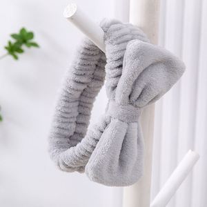 Solid Color Coral Fleece Bowknot Headband Women Soft Plush <b>Face</b> Wash Hair Band Skincare Spa Makeup Beauty Hair Accessories Set - Product Image 6