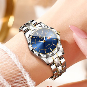 Binbond Women's Quartz Watch Blue Dial Stainless Steel Band Date Week Display Waterproof Fashion Business Style - Product Image 3