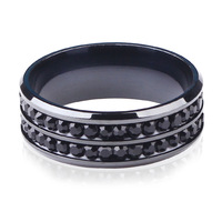 Nouvelle bague de couple en acier inoxydable, style tendance, double rangée de diamants, pour hommes et femmes, en acier titane, vente en gros