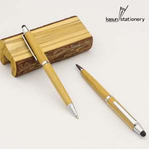 Stylo bille et stylet en bambou 2-en-1 élégant, écologique, personnalisable avec logo, vente en gros - Product Image 5