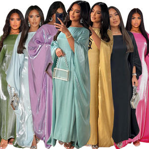 Sharut bán buôn EID khiêm tốn Thổ Nhĩ Kỳ eo Batwing tay áo abaya sang trọng Shining Sparkly satin phụ nữ hồi giáo ăn mặc Dubai abaya - Product Image 3