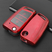 Coque de couverture de clé de voiture souple en fibre de carbone TPU pour Volkswagen 2017 Passat porte-clés porte-clés sac accessoire usine