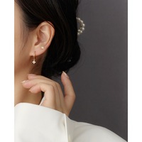FSE107~FSE118 Einfache Diamantbesetzte S925 Silber INS Vierblättrige Blumen-Ohrringe Süße und Kompakte Farbenfrohe Blumen-Ohrringe