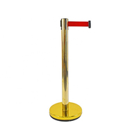 Barrière télescopique rouge en acier inoxydable pour files d'attente, contrôle des foules, isolation, banque, aéroport, MetaRubber MR-BP2MG 320mm 900mm