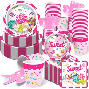 Ensemble de 4 pièces de vaisselle pour 8 <span class=keywords><strong>invités</strong></span> avec plateau en papier <span class=keywords><strong>Serviettes</strong></span> en papier Gobelets en papier <span class=keywords><strong>D</strong></span>écorations de table de vacances - Product Image 2