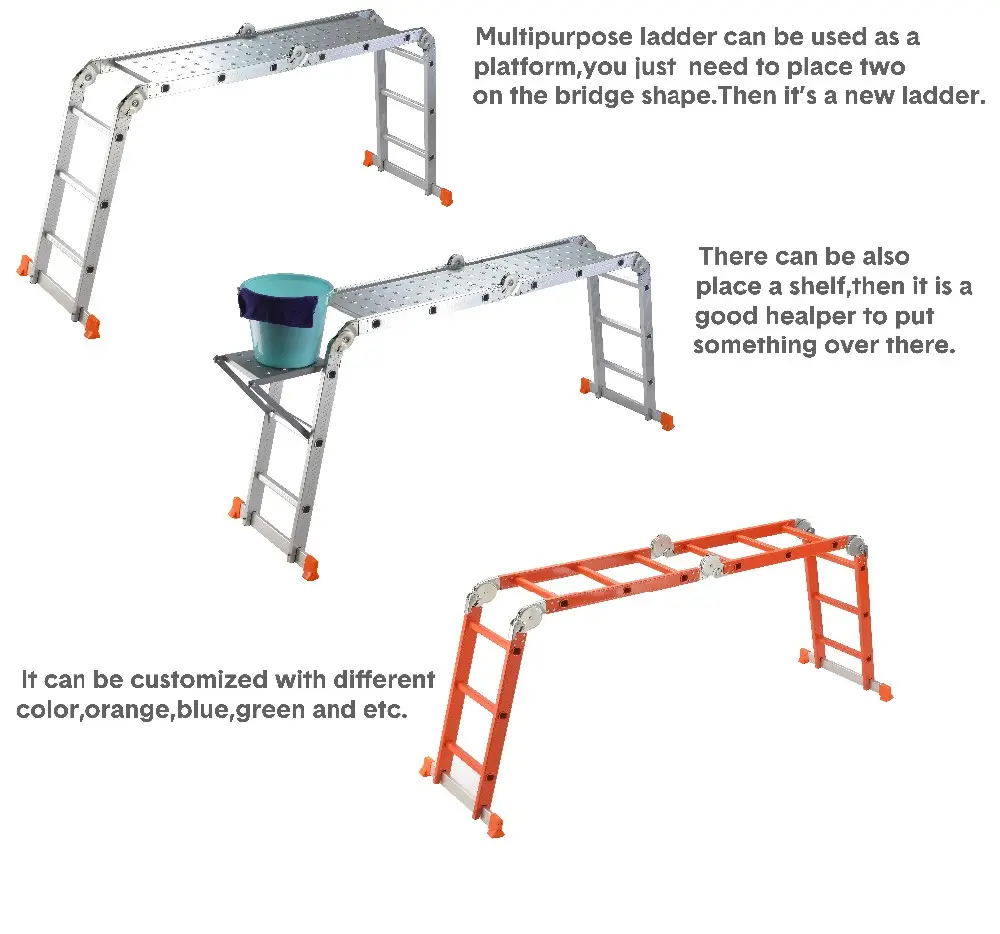 Multi-Purpose Aluminum Ladders Fiberglass 4*3 De 3.6m Escada Safety Ladder Foldable Manufacturers For Outdoor Working